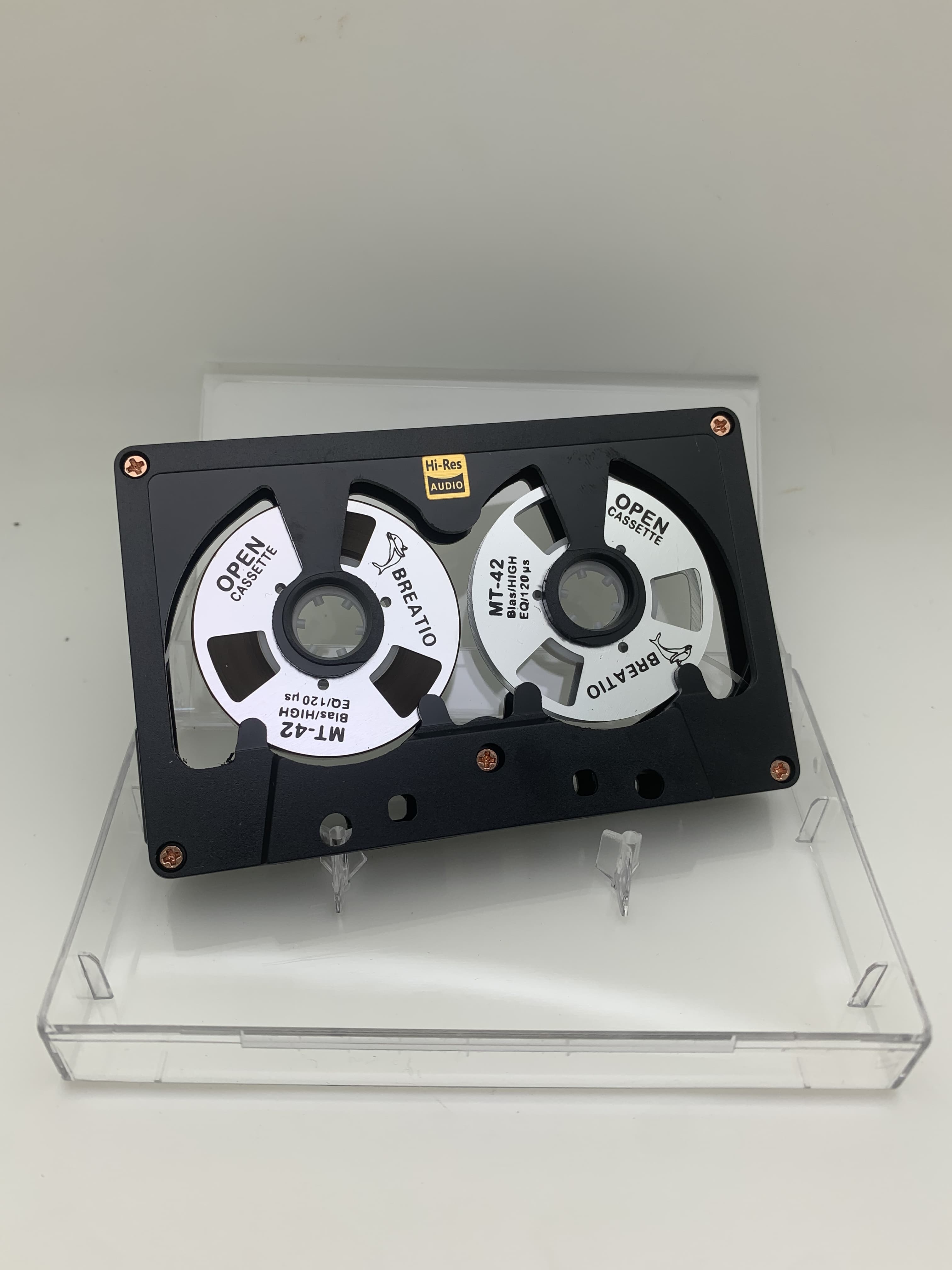 Audio Cassette Reel to Reel Cassette 50 Minute Blank Tape Double Sided Metal Reel Open Case Self-made: Gris