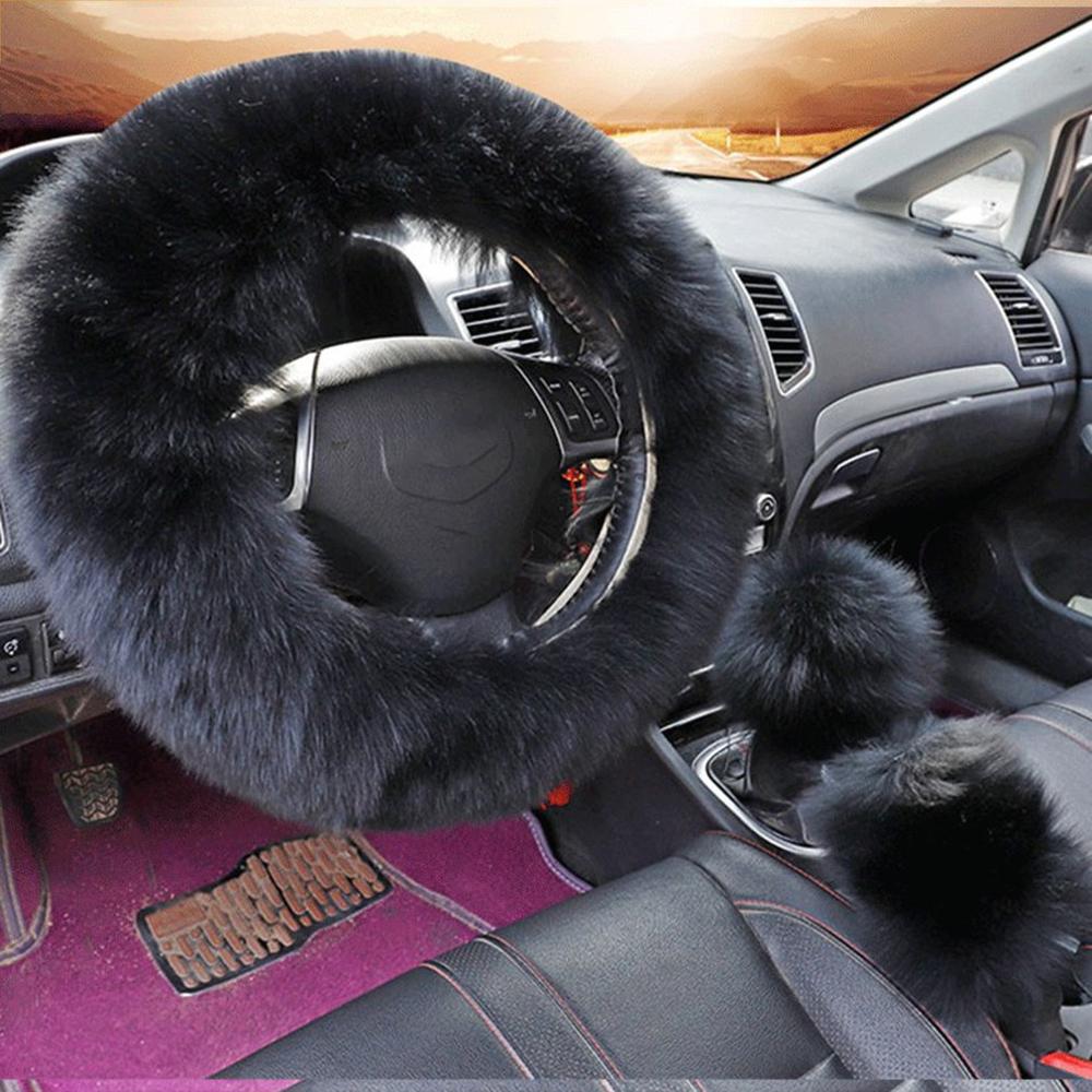 Solide doux longue laine floue volant couverture laine frein à main voiture accessoire mouton fourrure peluche protecteur couverture Kit