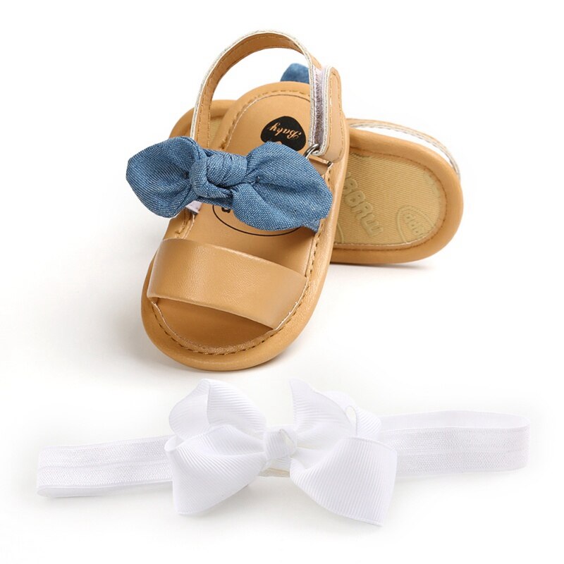 Bobora Fashion neonato neonate scarpe da principessa Bowknot sandali estivi per bambini scarpe antiscivolo in PU: Denim blue / 7-12 mesi