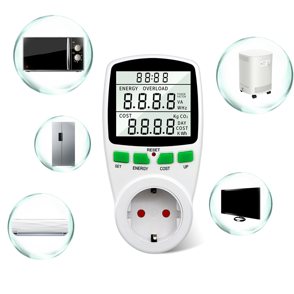 Digitaler Leistungsmesser, digitaler LCD-Stromzähler, Zähler, Ausgang, Leistungsmesser, zeitliche Koordinierung-Buchse, elektronische Zeitschaltuhr, Steckdose