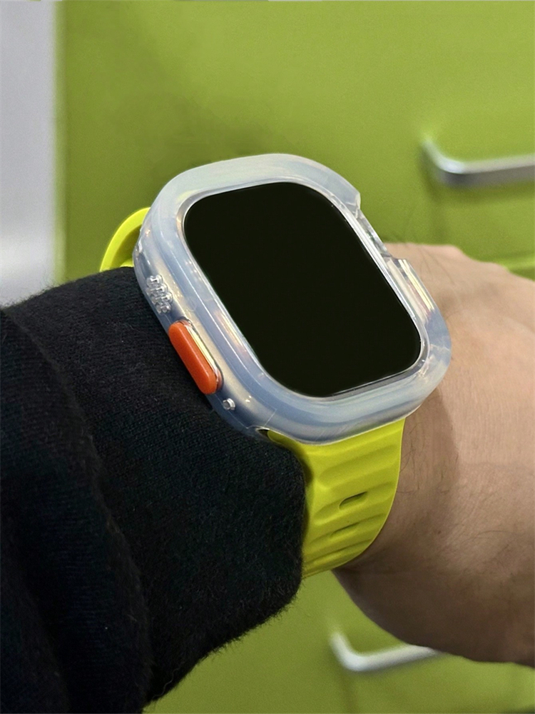 Sport Case + Band Voor Apple Watch Band 44Mm 40Mm 45Mm 41Mm Ultra 49Mm Siliconen Band Correa Voor Iwatch Serie 9 8 7 6 Se 5: L / Black Yellow