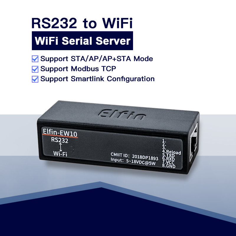 Serial Port RS232 to WiFi Device IOT Server Module Elfin-EW10 Support TCP/IP Telnet Modbus TCP Protocol data transfer via WiFi