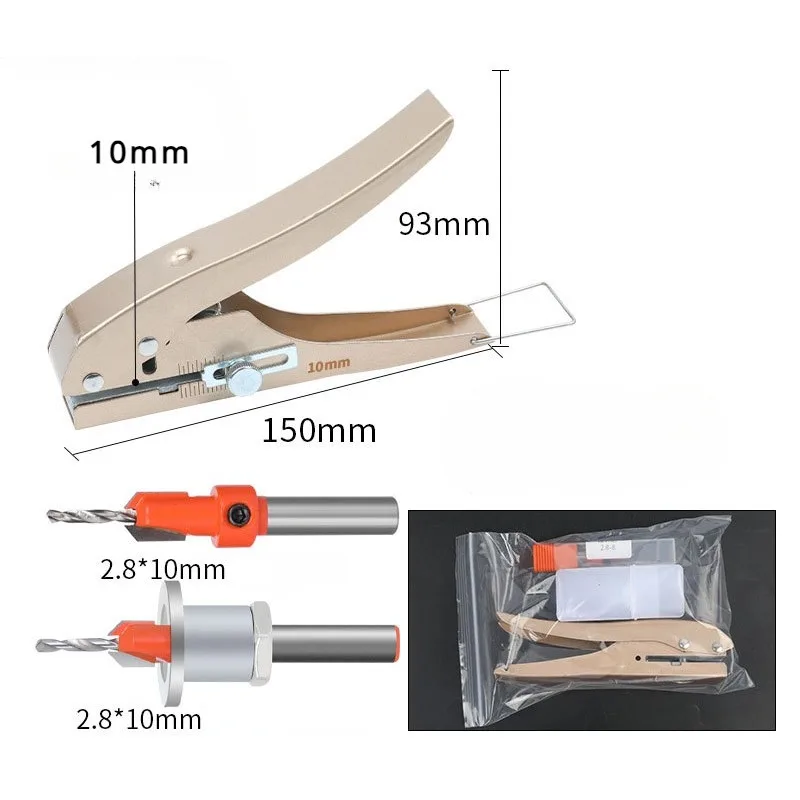 Countersink Drill Bit Set with Edge Banding Punching Pliers Carpentry PVC Card Punching Pliers Iron Screw Nail-eyes Masking Tool: Green, Purple