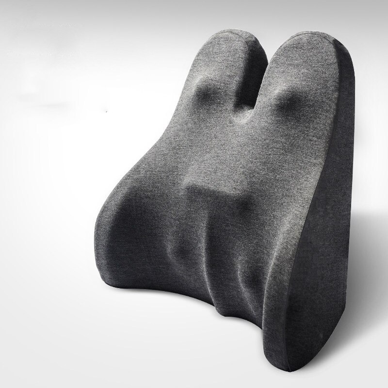 Stol rygstøtte ren memory foam lændestøtte rygpude med justerbare stropper sort vaskbart betræk lindring af rygsmerter 7025: Mørkegrå nyt design