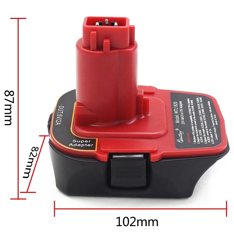 Waitley Dca1820 18-20V USB Adapter Work for Dewalt Max Xr Dcb200 Dcb201 Dcb203 Dcb203Bt Dcb204 Dcb205 Compact Batteries