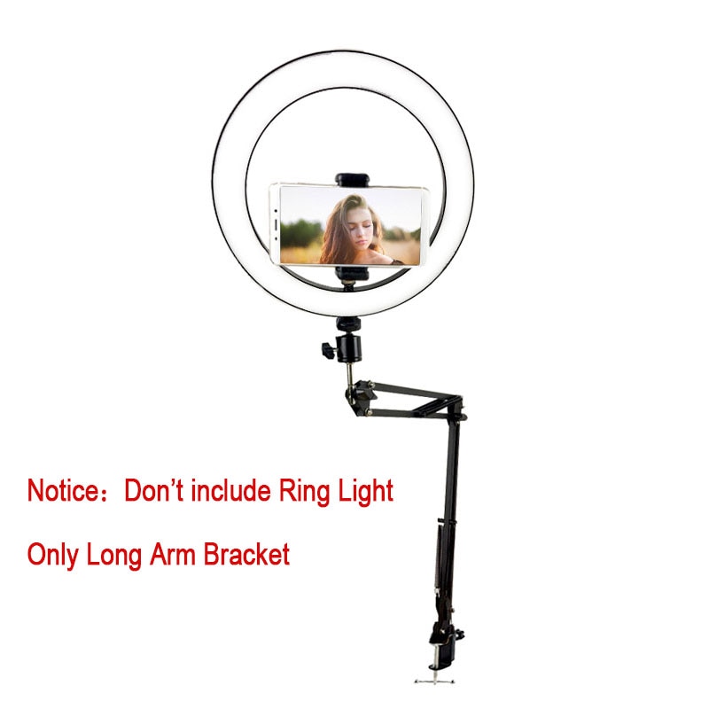 Photography light Bracket Metal Long arm holder stand accessory For LED Ring Light Metal Bed Desktop Lazy Holder No Ring Light