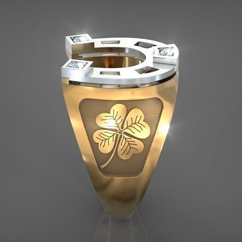 Anillos de aleación con forma de herradura para hombre y mujer, joyería Unisex con de hojas en forma de herradura, ideal para de cumpleaños y boda