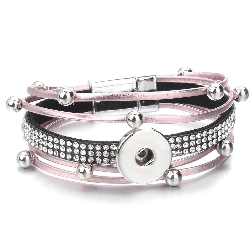 Bracelet en cuir fait à la main, boutons pression de 18mm, Punk, DIY, fabrication de bijoux: 39