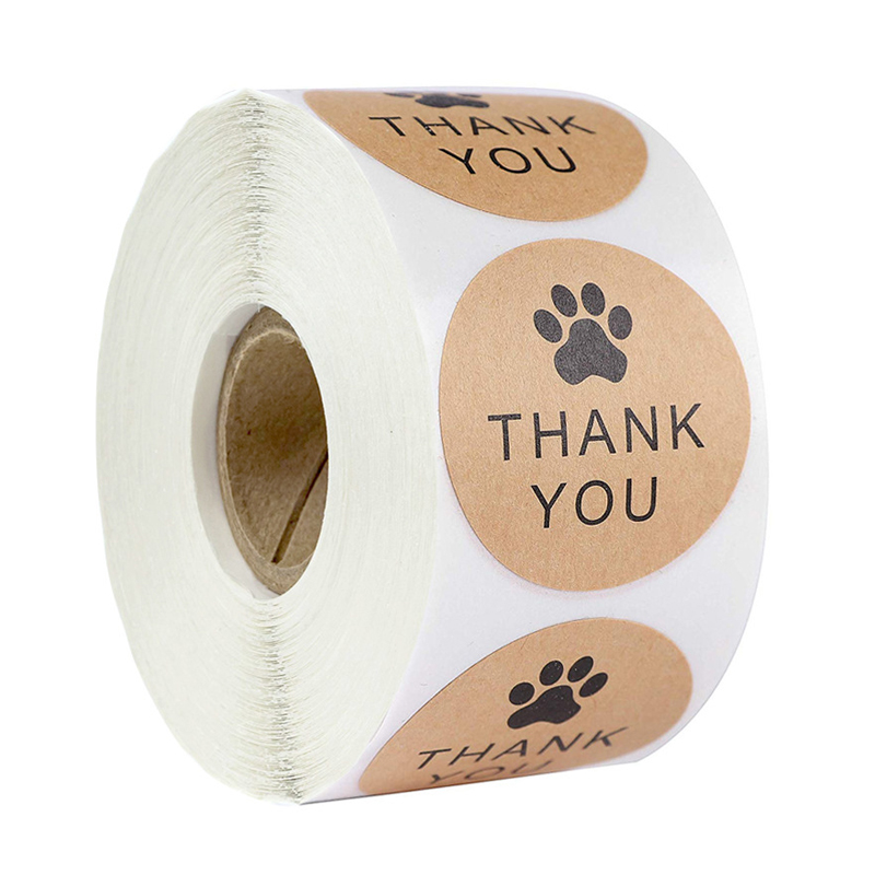 100-500Pcs Round Dog Paw Print Thank You Label Stickers Used for and Mailing Box Seal Labels Decorative Stickers: green