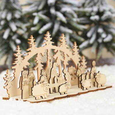 nueva letras de madera decoraciones de Navidad de piezas de madera DIY adornos tres dimensiones ronda casera de la Mesa: STYLE 4