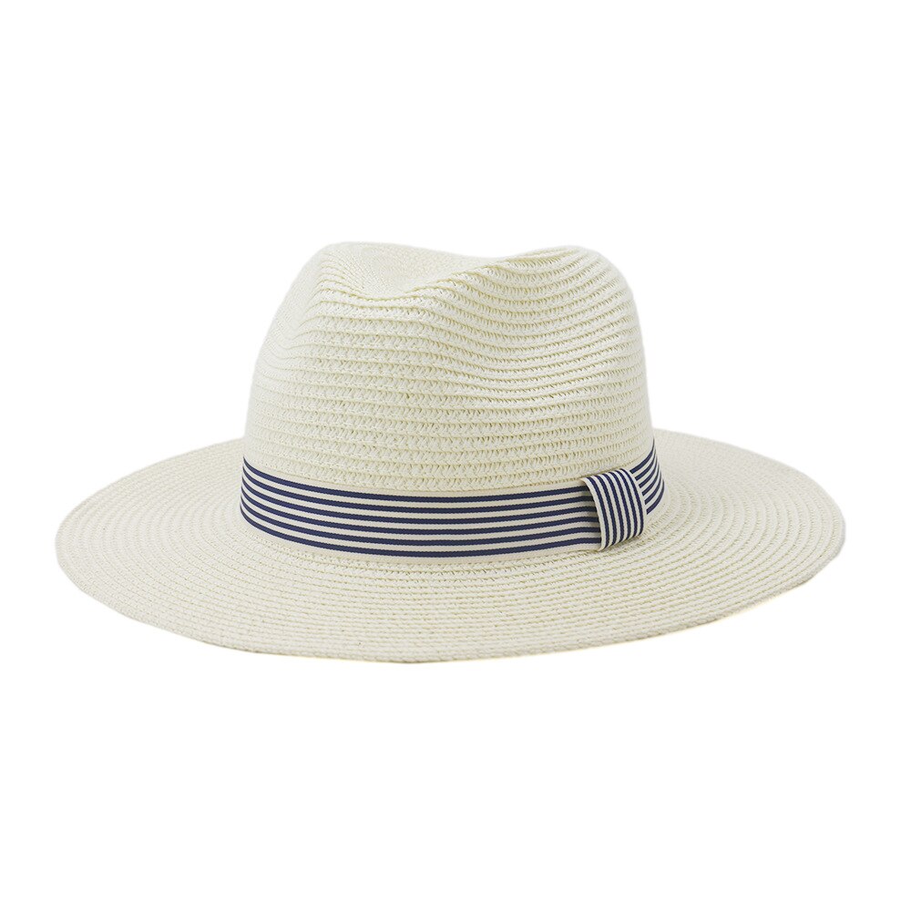 Straw Hat Women Summer Sun Beach Panama Wide Brim Ribbon UV Protection Outdoor Accessory