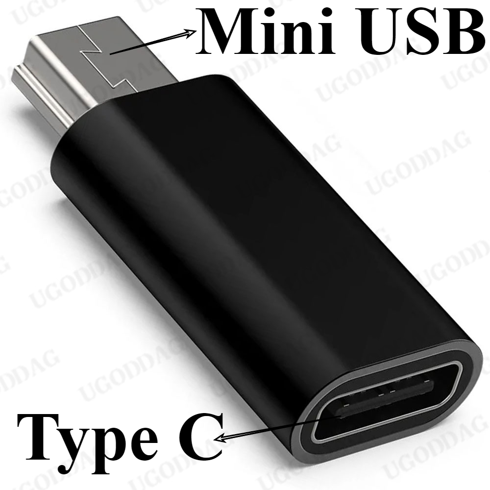 Mini 5 Pin USB Adapter B Male to USB Type C Female Data Data Transfer Connector for MP3 Digital Camera GPS: black / 0.2m
