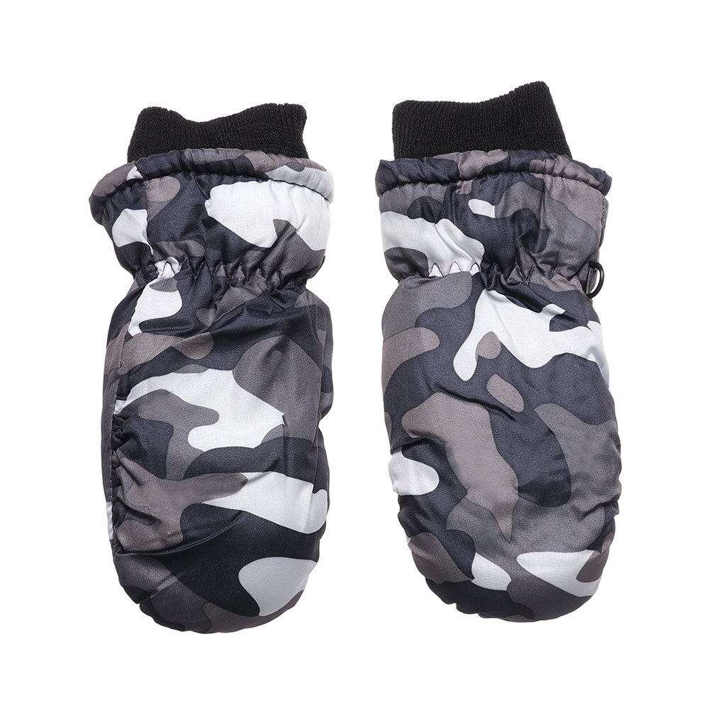 0-5 ans enfants gants de Ski mignon dessin animé bonhomme de neige hiver épais velours tricoté mitaines coupe-vent anti-dérapant Sports de plein air gants: Style2-Grey