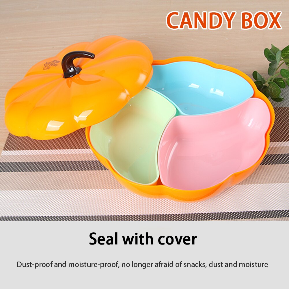 Pumpkin Shape Snacks Partition Manager Cute Home Decor Candy Box Sealed Family Living Room Storage Tray Festival With Lid Party