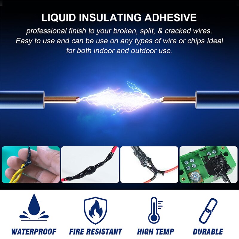 Cinta aislante líquida de goma para reparación de cables eléctricos, Pegamento de línea de fijación, 30ml