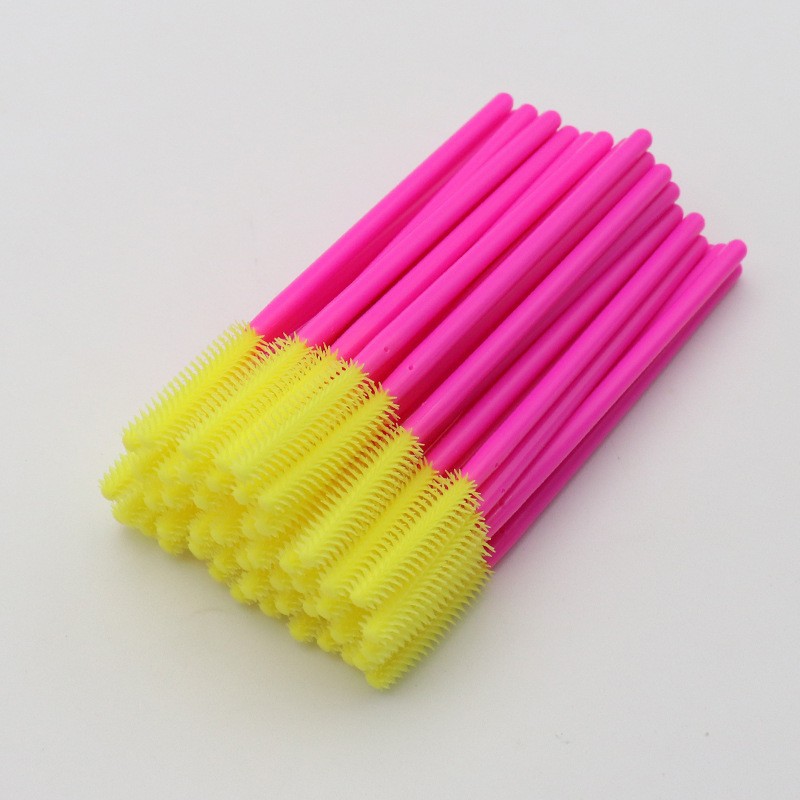 50 Stuks Siliconen Wimper Borstel Mascara Wands Applicator Wenkbrauw Kam Staaf Spoolies Borstels Lash Extension Supplies Makeup Tools: Bruin