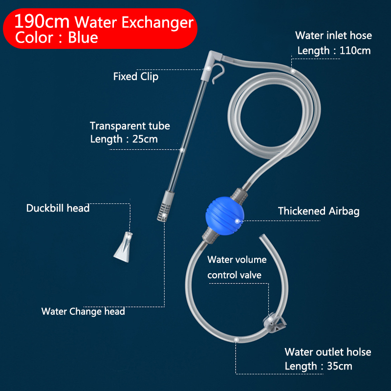 Changeur d'eau pour Aquarium, pompe à Air, outils de nettoyage, nettoyeur de gravier d'aquarium, pompe à Siphon sous vide avec buse de filtre: Rouge