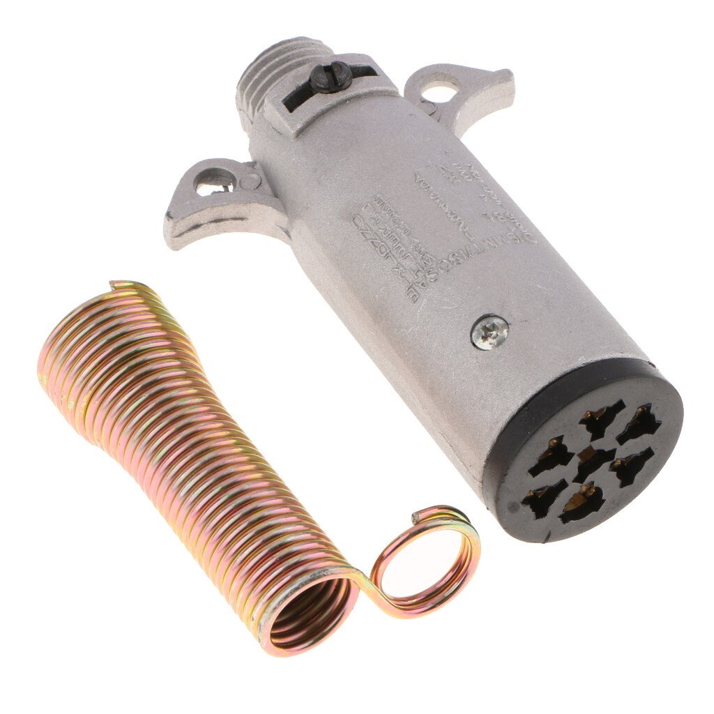 Metal 7 Way Plug Semi Trailer Light Connector Round Split Pin Receptacle