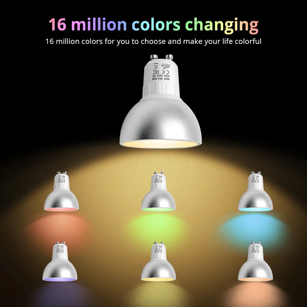Zigbee 3.0 Gu10 Smart LED Bulb 5W RGBCW Work with Tuya SmartThings App Voice Control by Alexa Echo Plus Google Home