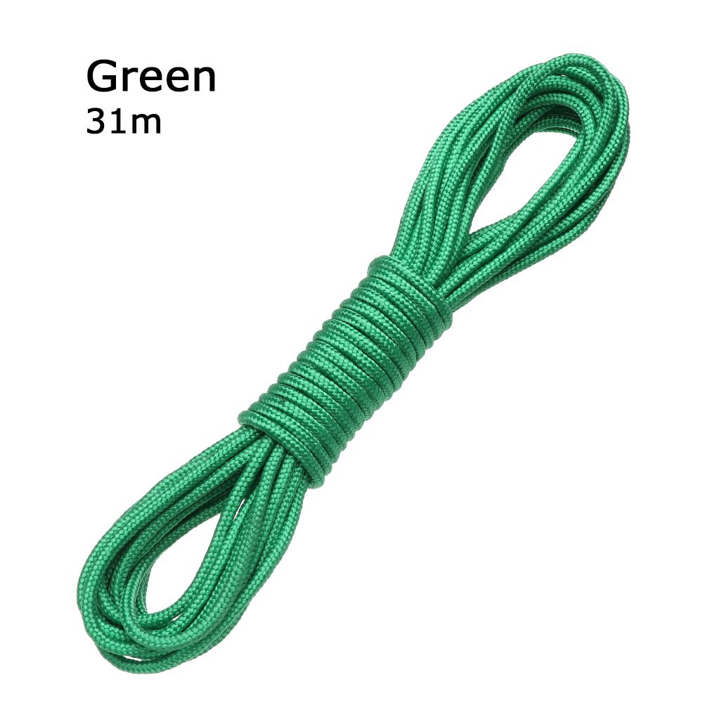 10m Used in The Jungle Clothes Drying Outdoor 4mm Braided Rope Lanyard Umbrella Rope: Green-31m