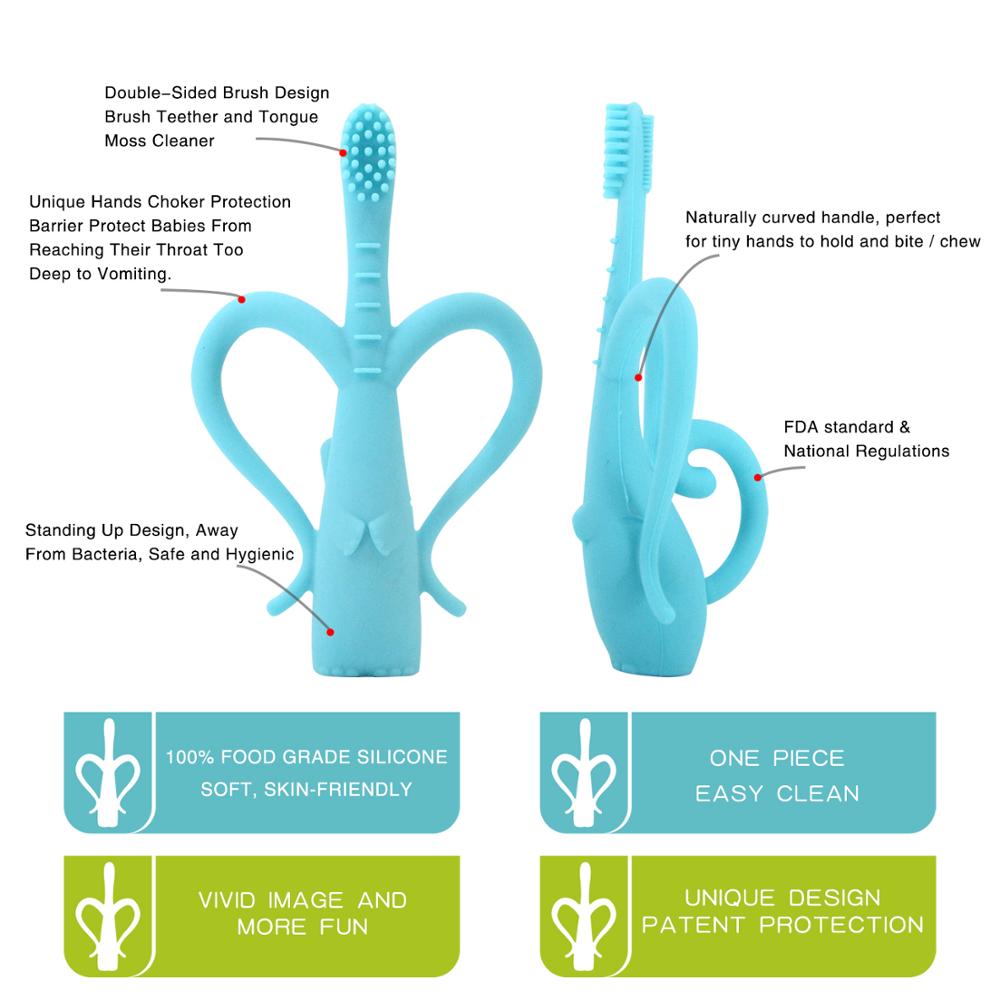 Baby Silicone Elephant Toothbrush Baby Training Silicone Super Soft Head Cute Toothbrush Set Protect Oral Care Tools