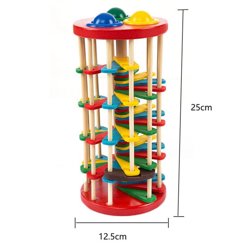 Hands-on Percussion Piling Table Wooden Toys Color Early Education Toys For Baby Playing Table Knocking Ball Ladder