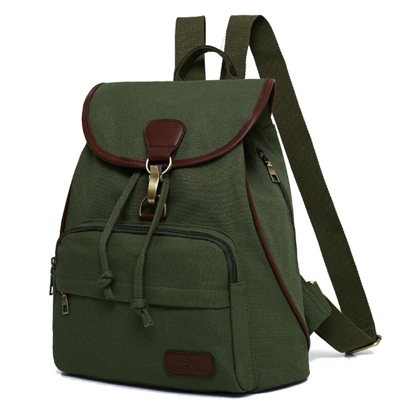 Chuwanglin Casual Canvas Rugzak Damesmode Schooltassen Wilde Eenvoudige Laptop Rugzakken Mochila Feminina S1002: Army Green