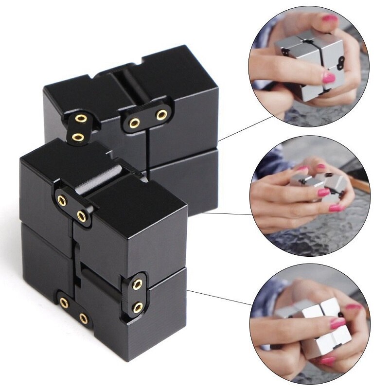 Aluminum Alloy Magical Infinity Cubeb Fidget Toys Infinite Flip Decompression Cubes for Stress Relief