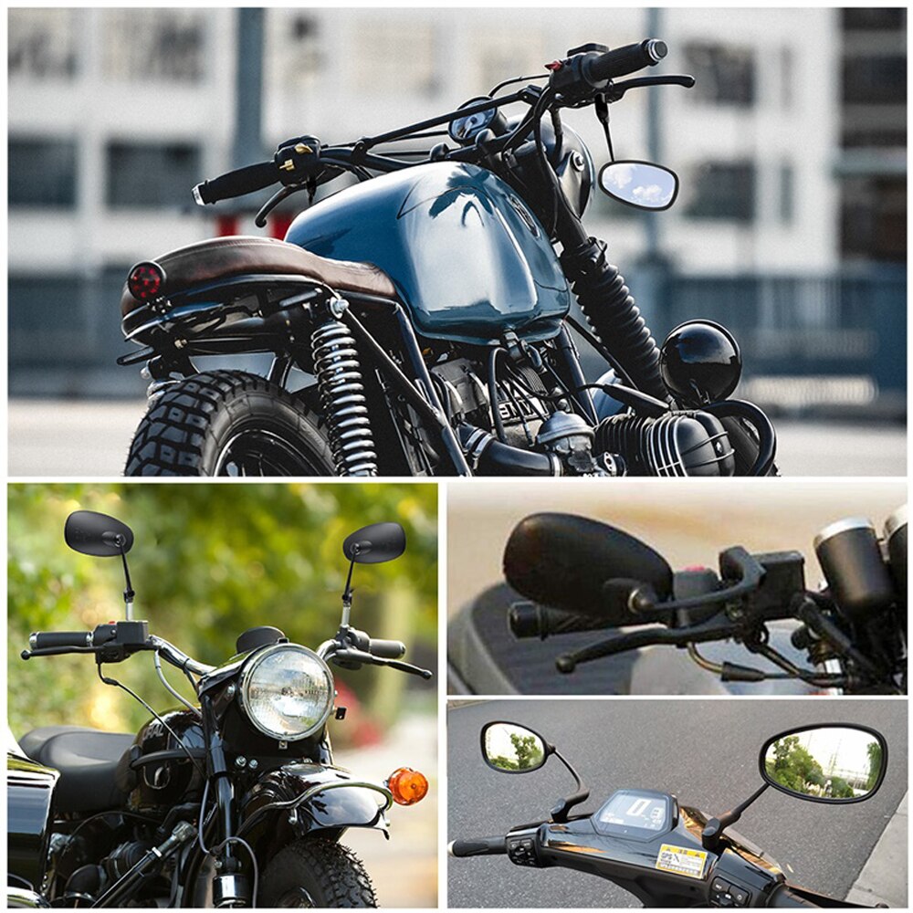 Svart krom motorcykel bakifrån sidan cafe racer speglar för piaggio zip cf moto piaggio  mp3 benelli tnt 125 kawasaki  z800