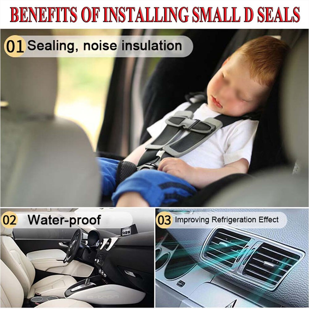 Universal 8M Car D Shape Rubber Seal Weather Strip Door Edge Moulding Trim Rubber Seal Strip Reduce Interior Noise