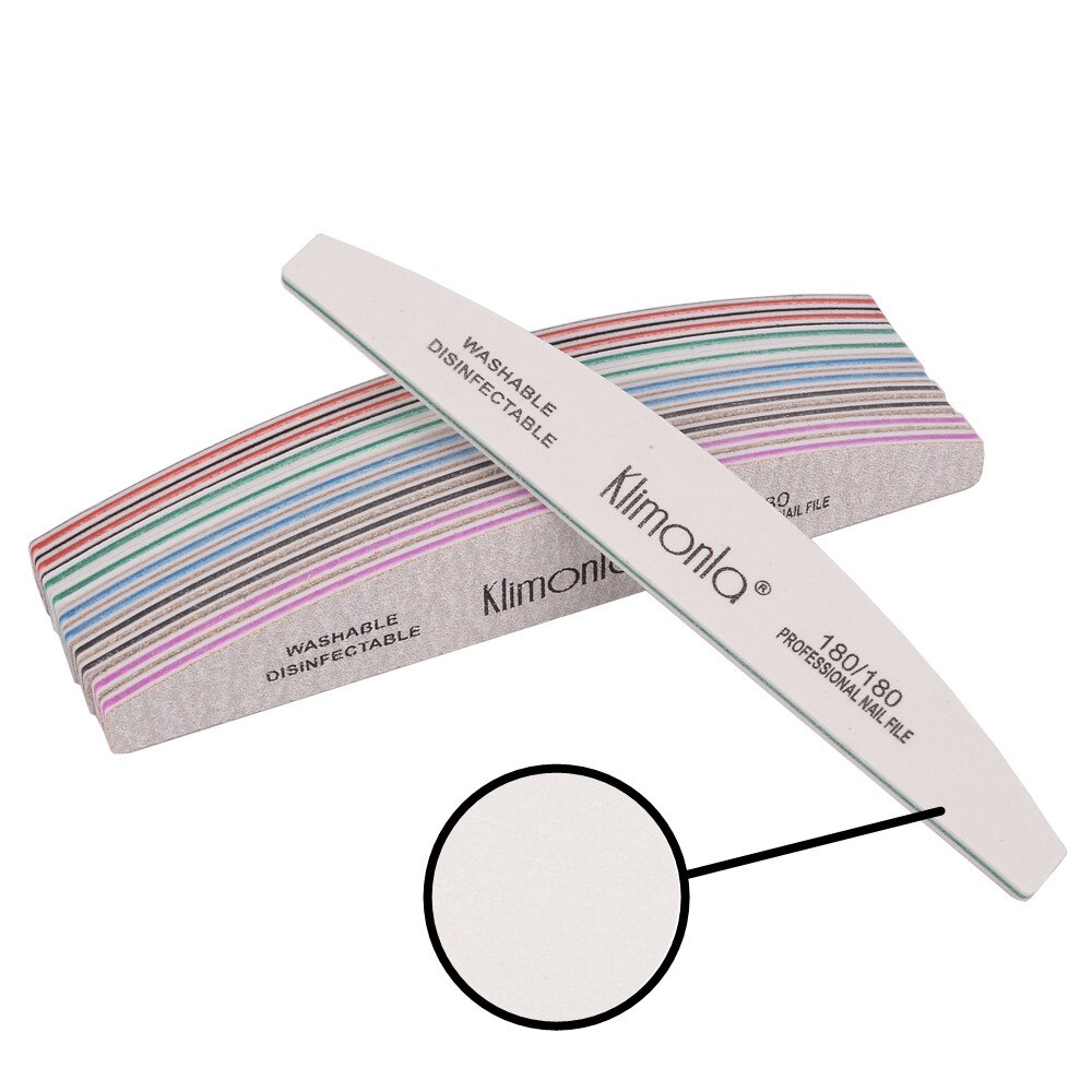 Lima de uñas , 80/100/150/180/240, lima de uñas de Gel de media luna, mezcla de colores, herramienta de belleza lavable para manicura y pedicura, 3 unids/lote: 180grit