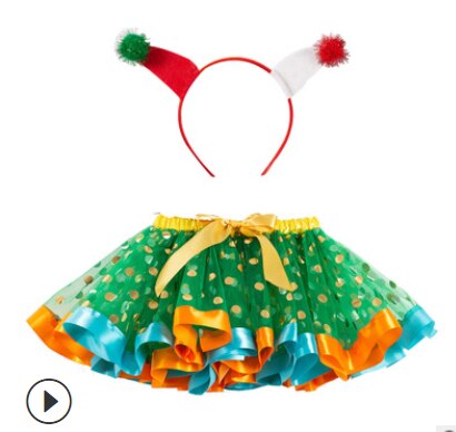 Niños Niñas falda de arco iris princesa diadema niños Navidad Halloween tutú colorido Mini vestido de bola falda 2-7Y: B / M