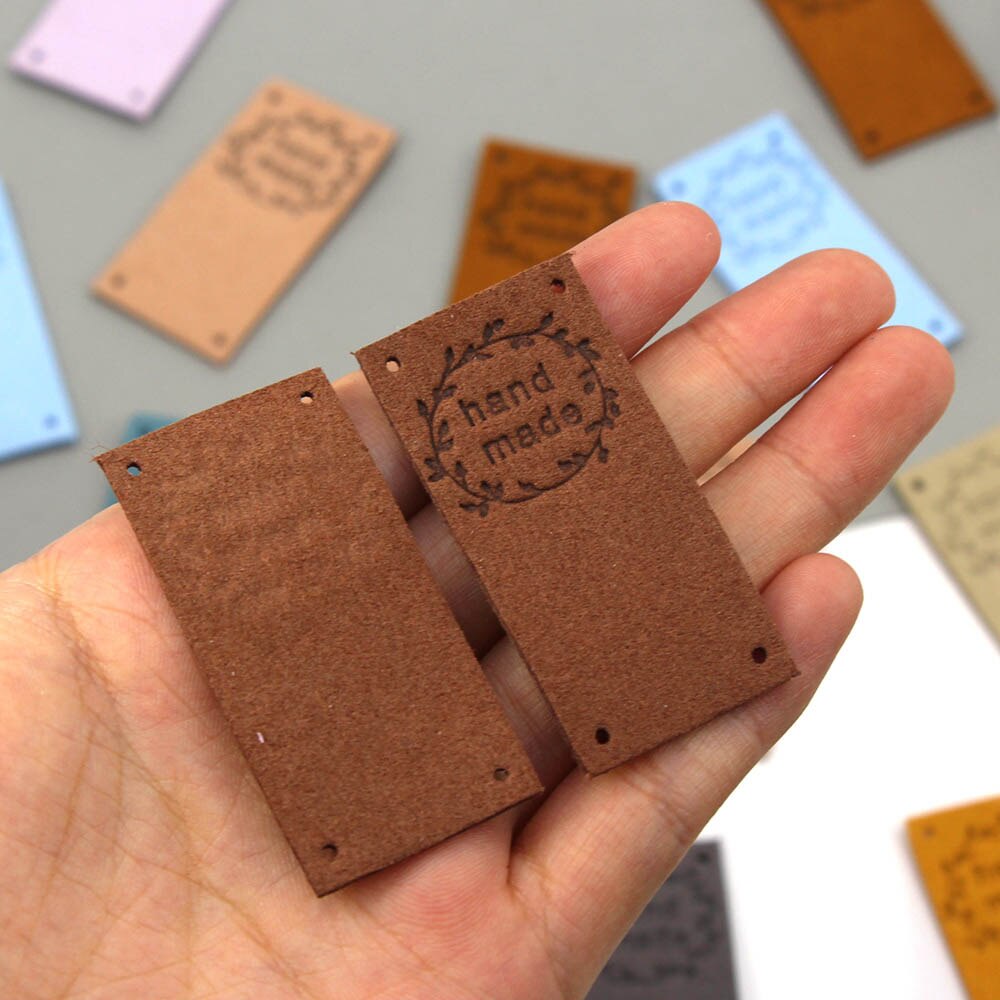 Ręcznie wykonane metka ze skóry wieniec metki dla odzież szyta ręcznie etykiety DIY czapki szalik kosz dodatki robić odzieży 20 sztuk 2.5x5CM