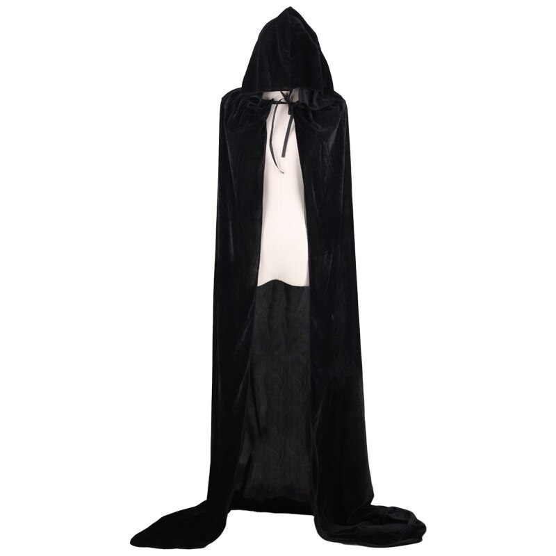 I bambini di età di Carnevale Costume di Halloween Uomo Donna Wizard Cosplay Lungo Mantello di Velluto Gotico Mantello Con Cappuccio Robe Medievale Strega Vampiro: 6 tonnellate / nero