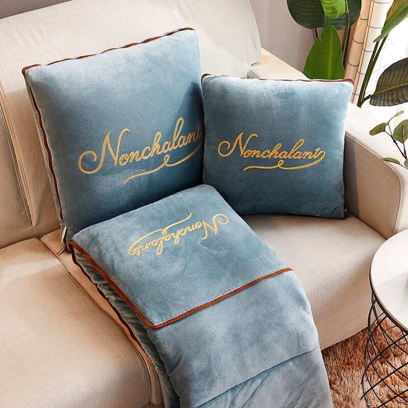 Manta de almohada 2 en 1 para el hogar, cojín grueso de terciopelo cálido para el cuerpo, sofá, plegable, aire acondicionado, edredón para habitación, coche de viaje, decoración