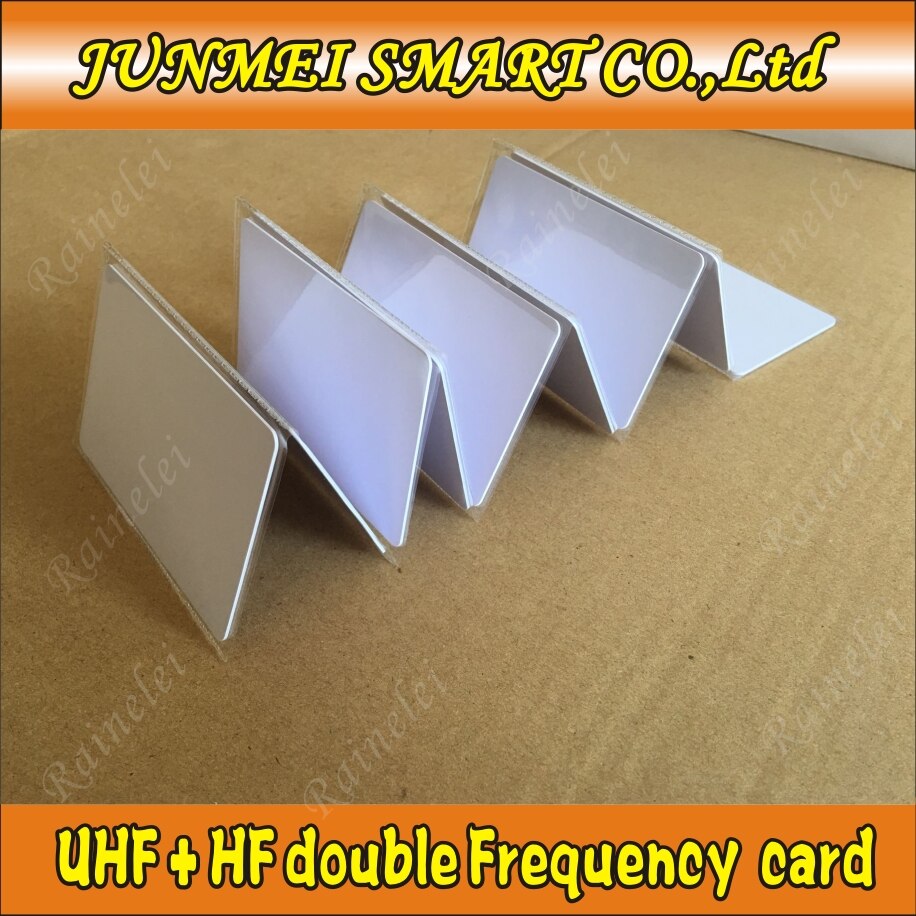 10PCS double frequency long distance uhf rfid card tag 860 960 mhz+HF rfid uhf gen2 EPC iso tag card UHF tag composite card