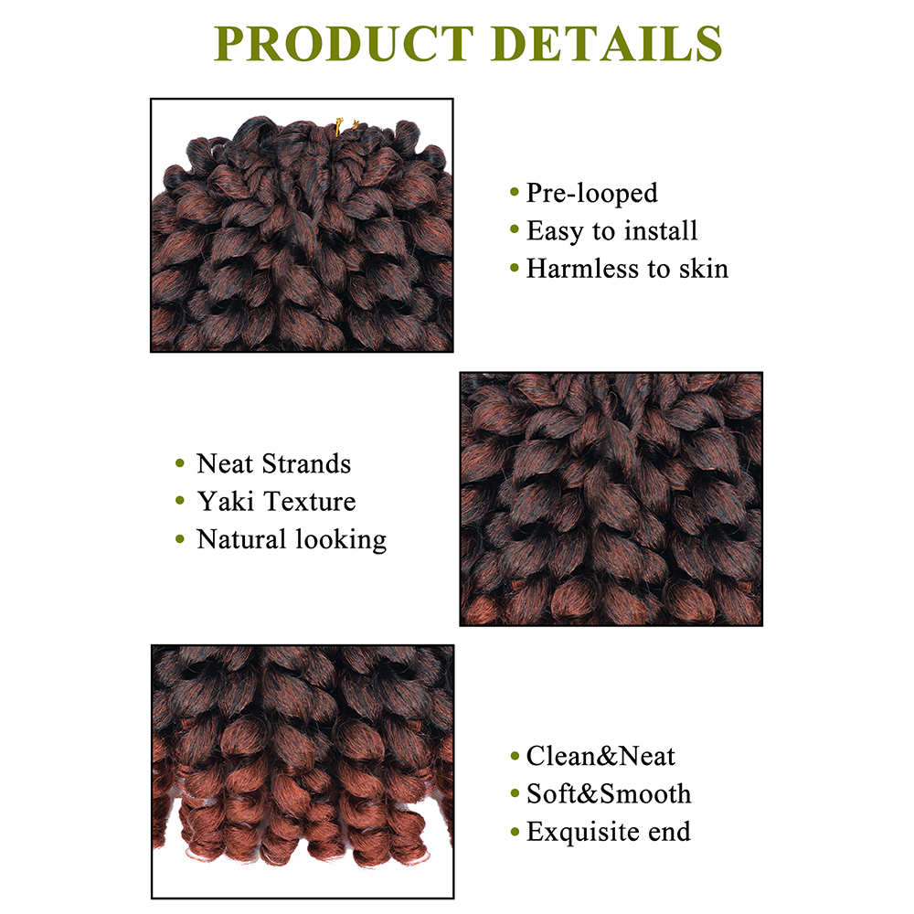 Extensión de cabello sintético degradado para mujeres negras, rizo de varita Jumpy, trenzas de ganchillo, cabello rizado de rebote jamaiquino