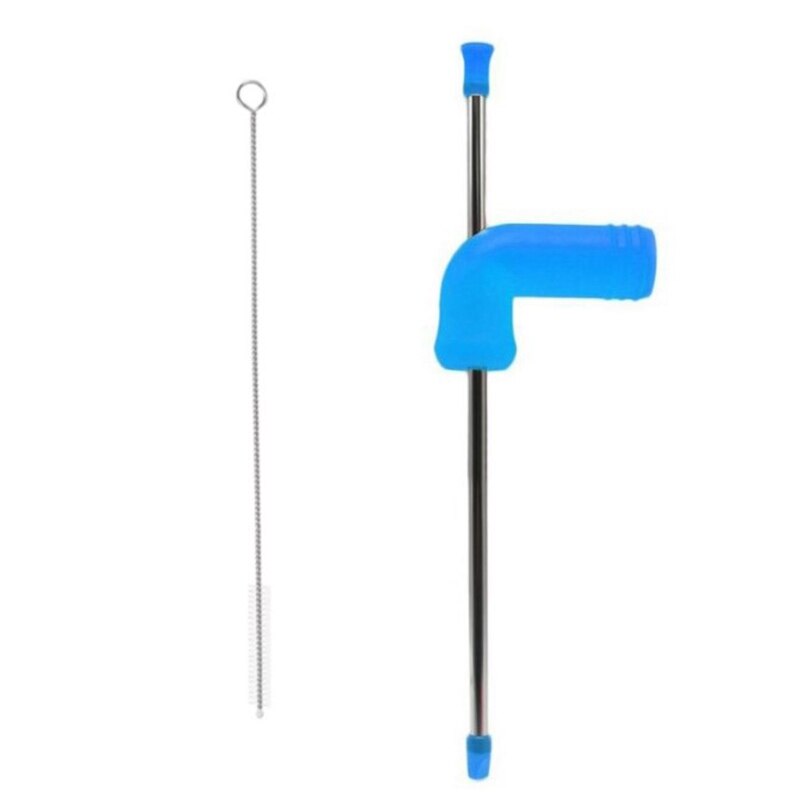 Beer Snorkel Double-Layer Beer Snorkel Bar Tools Straight Straw Style Beer Dispenser with Cleaning Brush: Blue