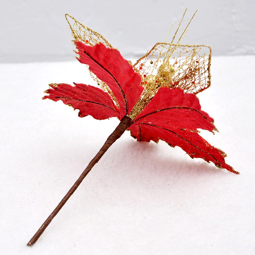 22cm blomst hoved glitter kunst silke blomst juletræ ornament gør-det-selv juledekoration år indretning navidad