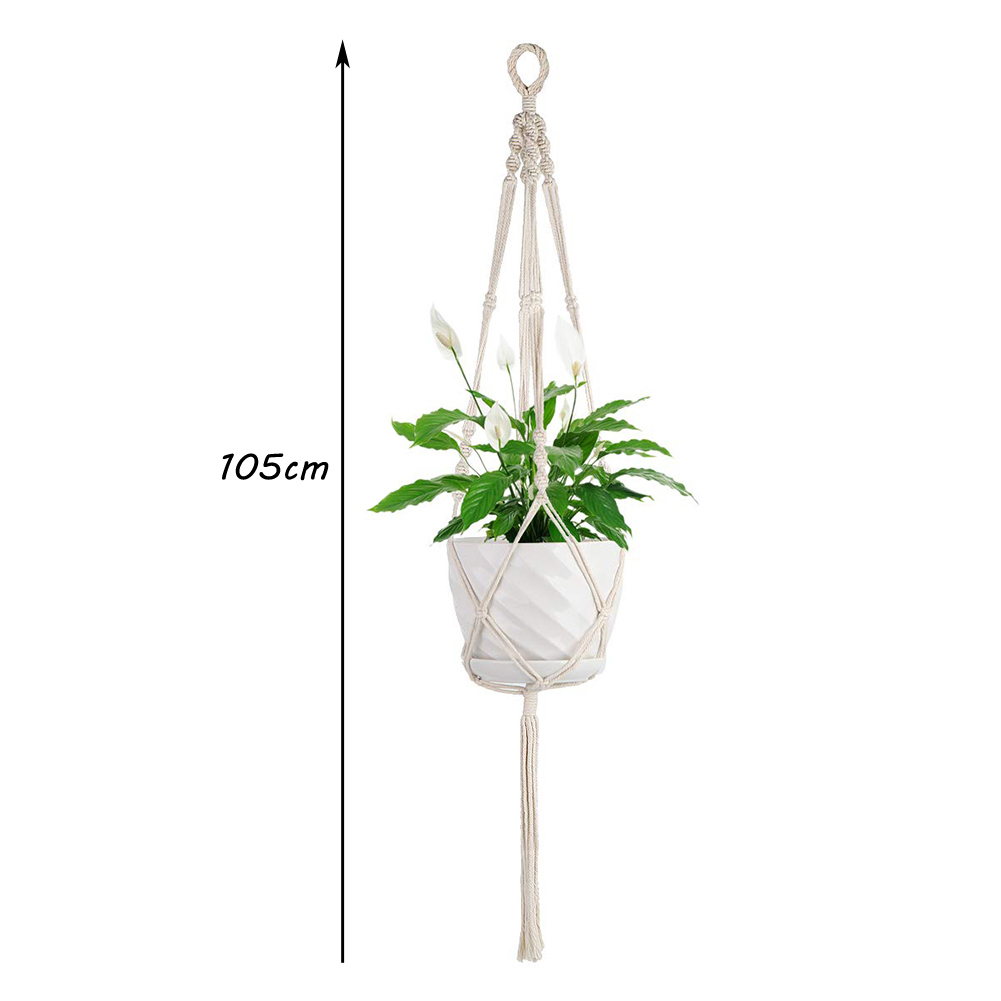 Colgador de macramé para colgar en la pared, macetas de jardín, macetas de flores, decoración de patio al aire libre: 105cm