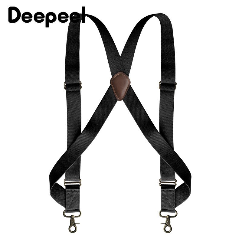 Deepeel 1Pc 3.5X125cm Mannen Jarretel X-Vormige Stretch Brede Bretels Werk Bretels Haak Gesp 2 Clips Bandjes man Jockstrap