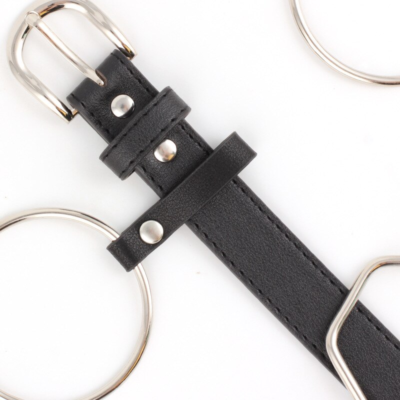 Ceinture en cuir PU pour femmes, boucle ardillon en forme de cœur, rond, Triangle, géométrique
