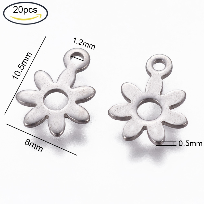 Abalorios de acero inoxidable 304 para fabricación de joyas, accesorio para hacer joyas DIY (mariposa, corazón, flor, llave, Luna, nota Musical, anillo, Estrella redonda plana), 5 ~ 20 piezas: style5