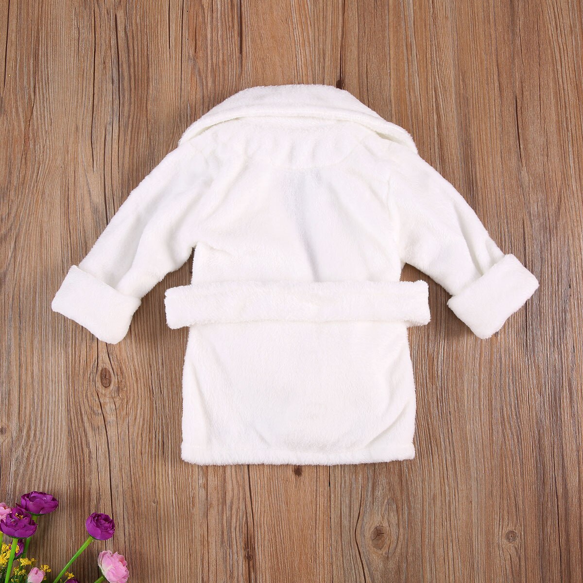 Kid Boys Girls Ultra Soft Bathrobe Winter Warm Robes Unisex Solid Color Long Sleeve Lapel Collar Sleepwear Robes 1-6Years