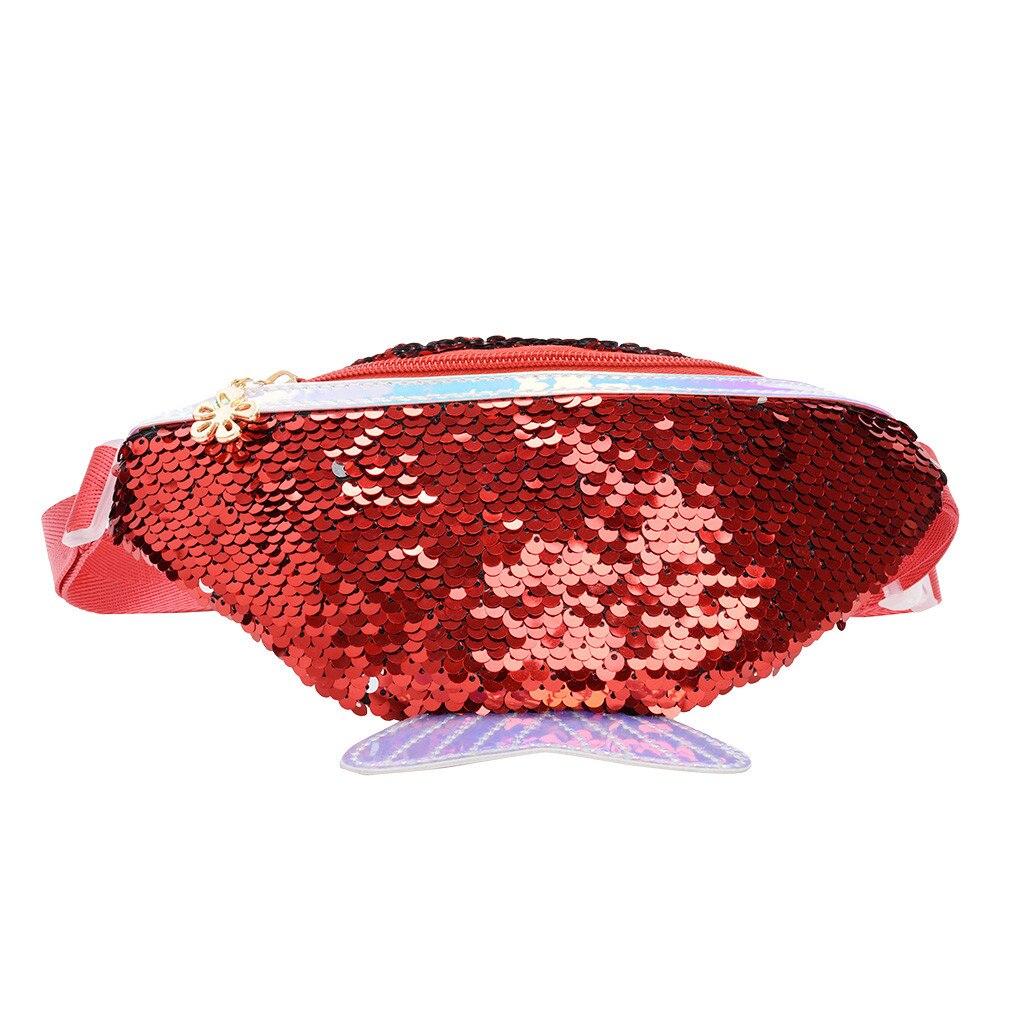 Kids Heuptasje Mode Vrouwen Kinderen Schoudertas Fishtail Tas Pailletten Crossbody Bag Messenger Schoudertassen: Red