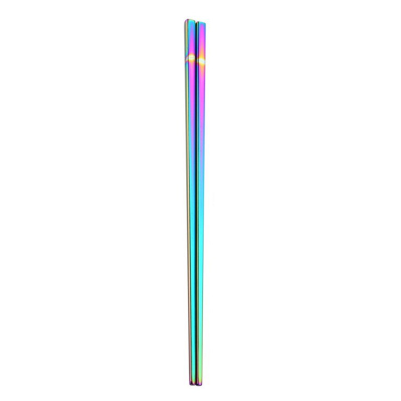 Metalen eetstokjes Herbruikbare 5 paar Japanse Stijl Eetstokjes Multicolor Roestvrij Staal Eetstokjes Vaatwasmachinebestendig Vierkant Lichtgewicht Antislip Chop Sticks Gift Set