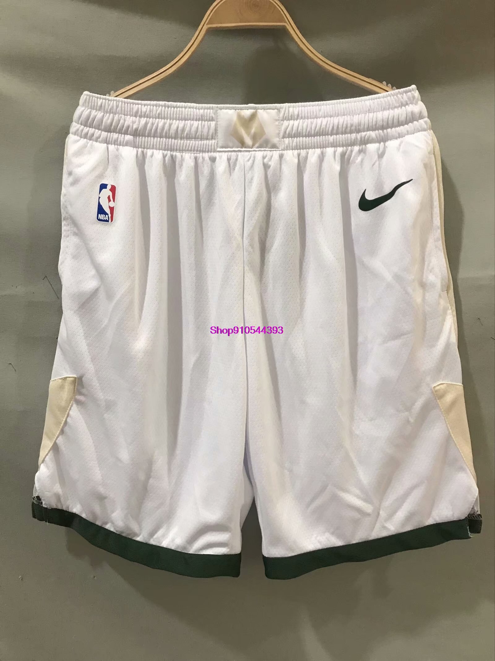 Pantaloncini da basket NBA Milwaukee dollar pantaloni corti bianchi e verdi pantaloncini sportivi con stampa a caldo