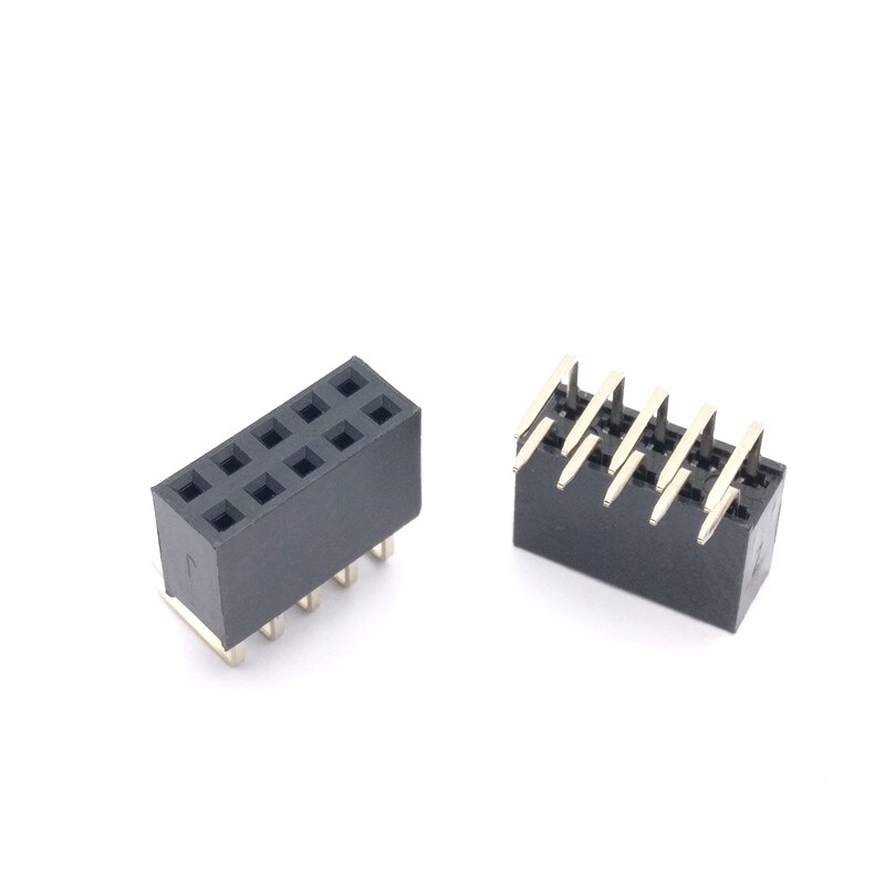 100pcs 2.54mm 2X5 Pin Right Angle double Row Female Pin Header Connector
