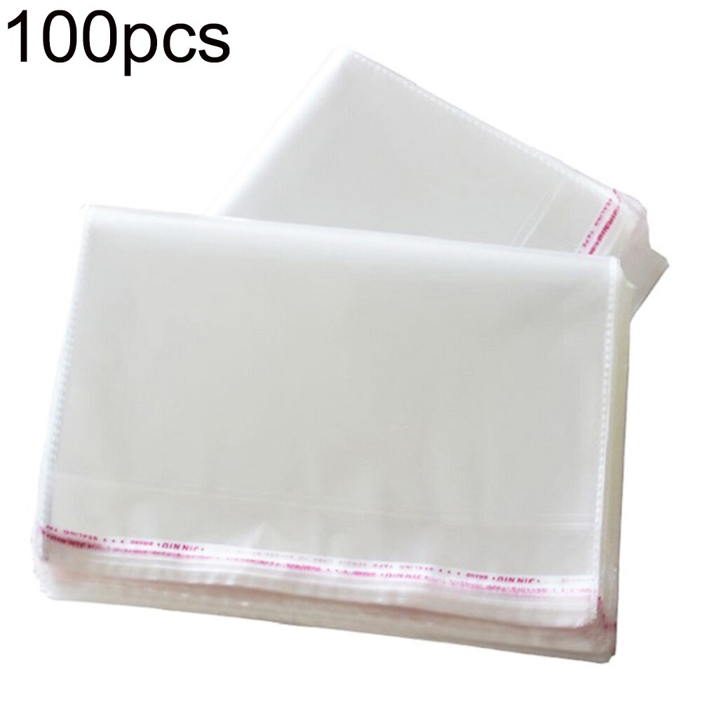 100Pcs Transparent Thick Self-adhesive Bag Clear Package Storage bags Small Plastic Self Sealing Cellophane packing poly Bags: 8x12cm