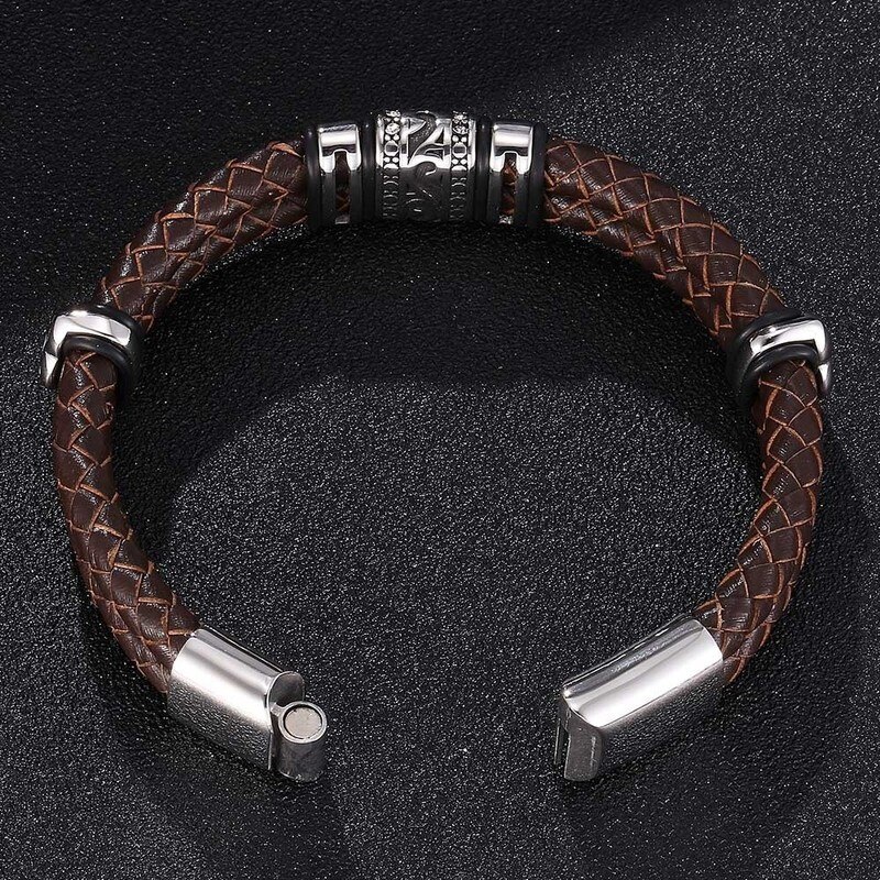 Leather Cord Mens Bracelet Hand-woven Leather Bracelet Retro Leather Bracelet Boys Birthday Christmas